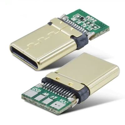TYPE C 16Pin plaqué en or USB C connecteur mâle soudure câblée avec données + fonction de charge