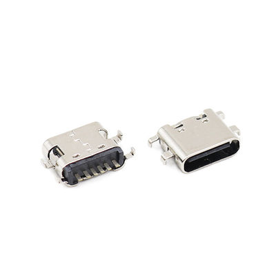 Taper femelle de descente de 6 bornes USB de plat de carte PCB de prise de connecteurs de C 0.8MM 3.1mm