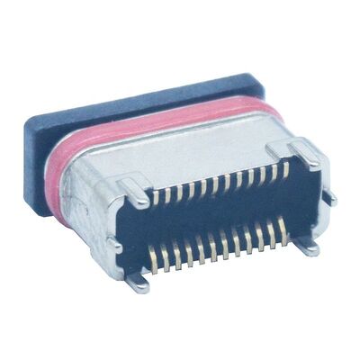 SMD étanche à l'eau en poudre de zinc en métallurgie verticale 24 broches Connecteur féminin de type c Port de charge USB