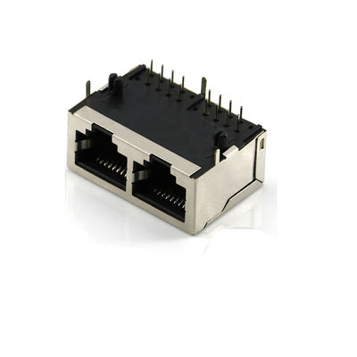 Double connecteur femelle 8p d'Ethernet de carte PCB de la prise UL94V-0 des ports RJ45