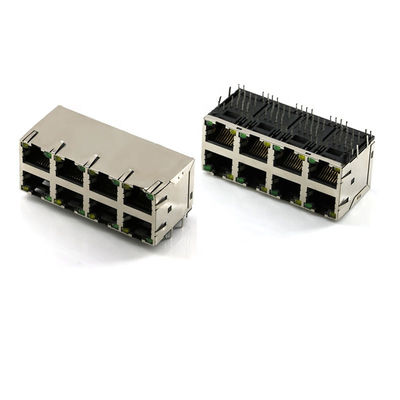 Cat6 2x4 Ethernet gauche multi Jack FeMâle Panel Mount de connecteur de carte PCB des ports RJ45