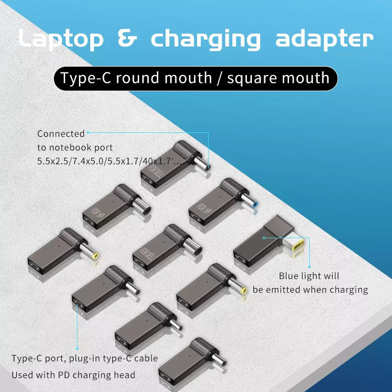 Adaptateur de prise 100w type C à charge rapide ronde vidéo mâle 18.5v - 20v