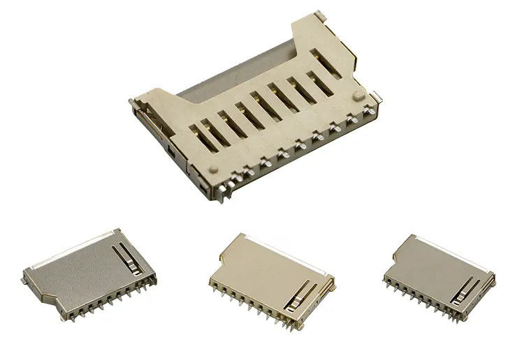 Type court Shell de cuivre de poussée de poussée de connecteur de carte de mémoire d'écart-type du corps 9Pin