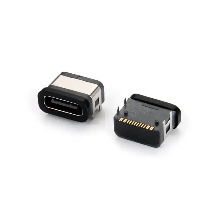 Port étanche à l'eau 16Pin USB Type C Connecteur féminin SMT Four-Pin DIP Socket à bord