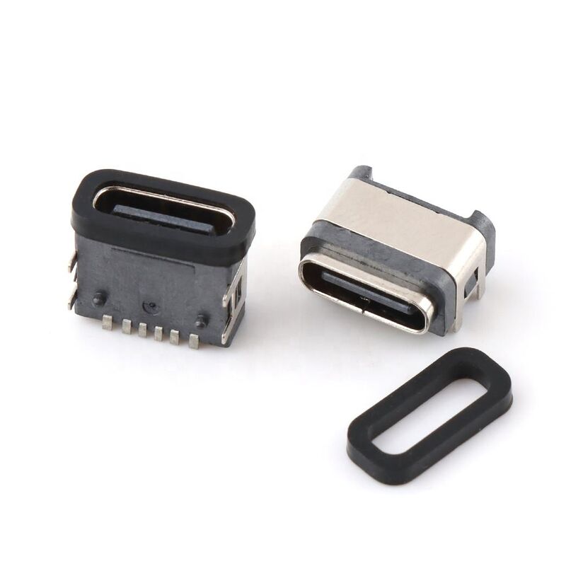 Connecteur USB étanche à angle droit femelle 6 broches, type-c étanche