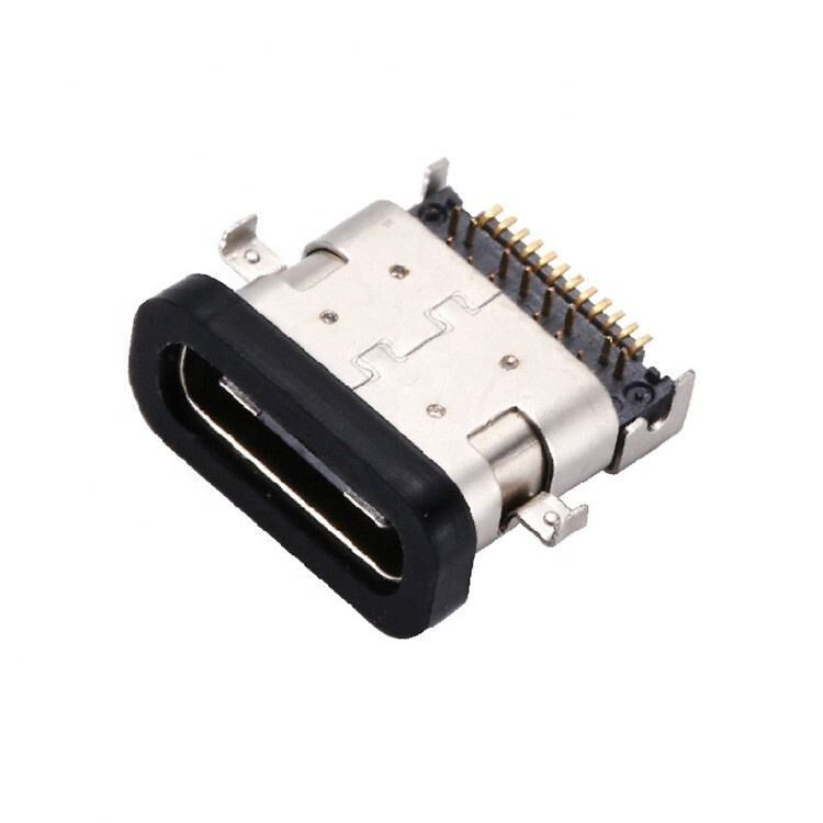 Connecteur femelle USB 3.1 Type C 24 broches étanche, montage horizontal SMT DIP, prise USB à plaque de refroidissement