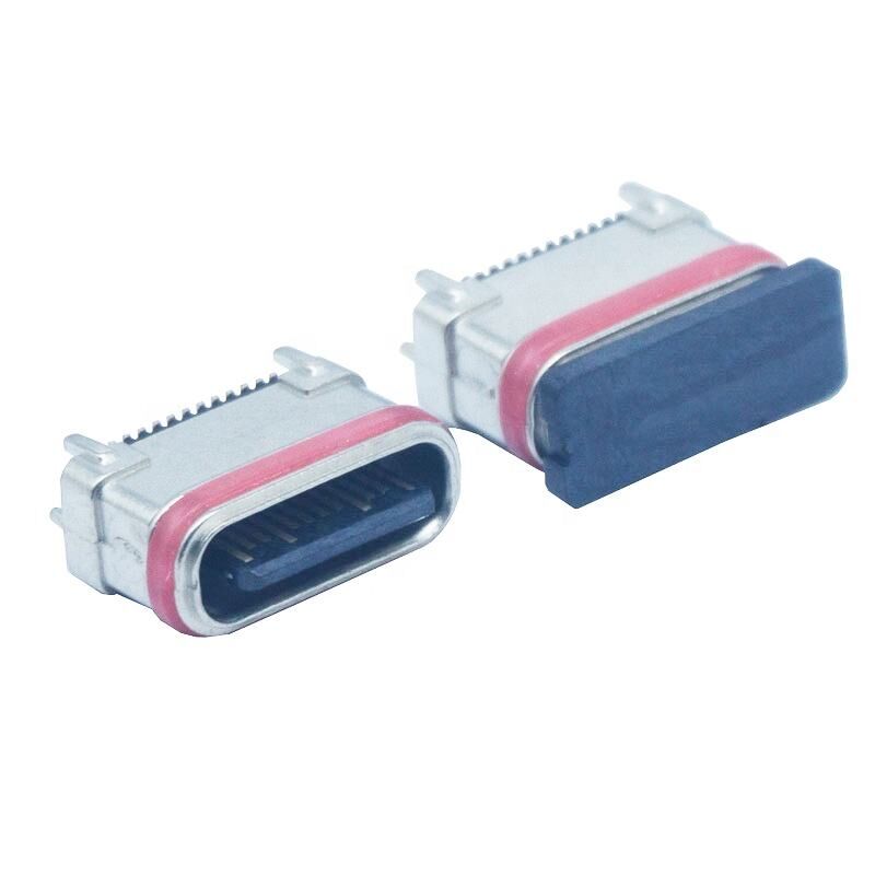 SMD étanche à l'eau en poudre de zinc en métallurgie verticale 24 broches Connecteur féminin de type c Port de charge USB