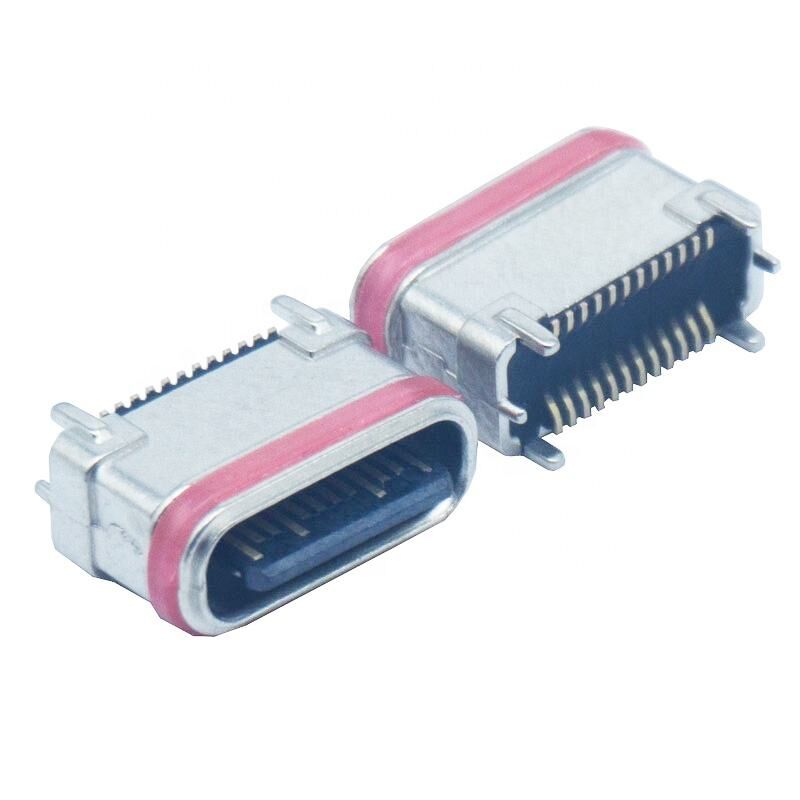 SMD étanche à l'eau en poudre de zinc en métallurgie verticale 24 broches Connecteur féminin de type c Port de charge USB