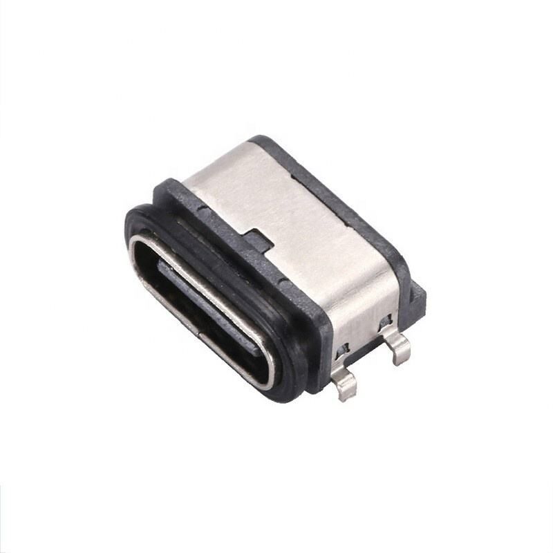 Type C 6 broches Femme IPX7 Connecteur USB étanche à l'eau Transfert de données par montage SMT horizontal