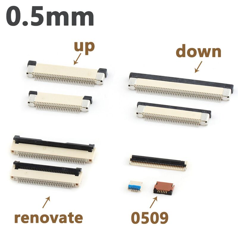 Connecteur FPC 0,5 hauteur horizontale SMT type flip-lock haut haut bas contact vers le bas 4-60 broches