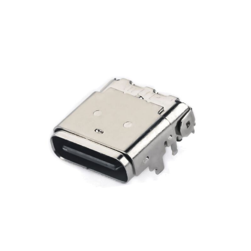 Connecteur de récepteur à angle droit hybride féminin 24PIN USB 3.1 de type C pour la recharge téléphonique et le transfert rapide de données