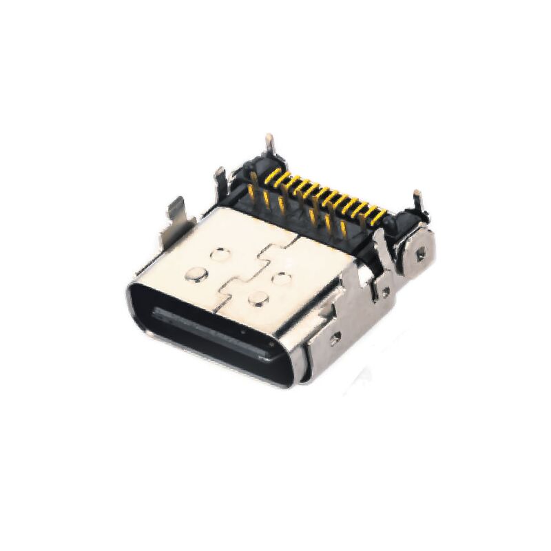 Connecteur de récepteur à angle droit hybride féminin 24PIN USB 3.1 de type C pour la recharge téléphonique et le transfert rapide de données