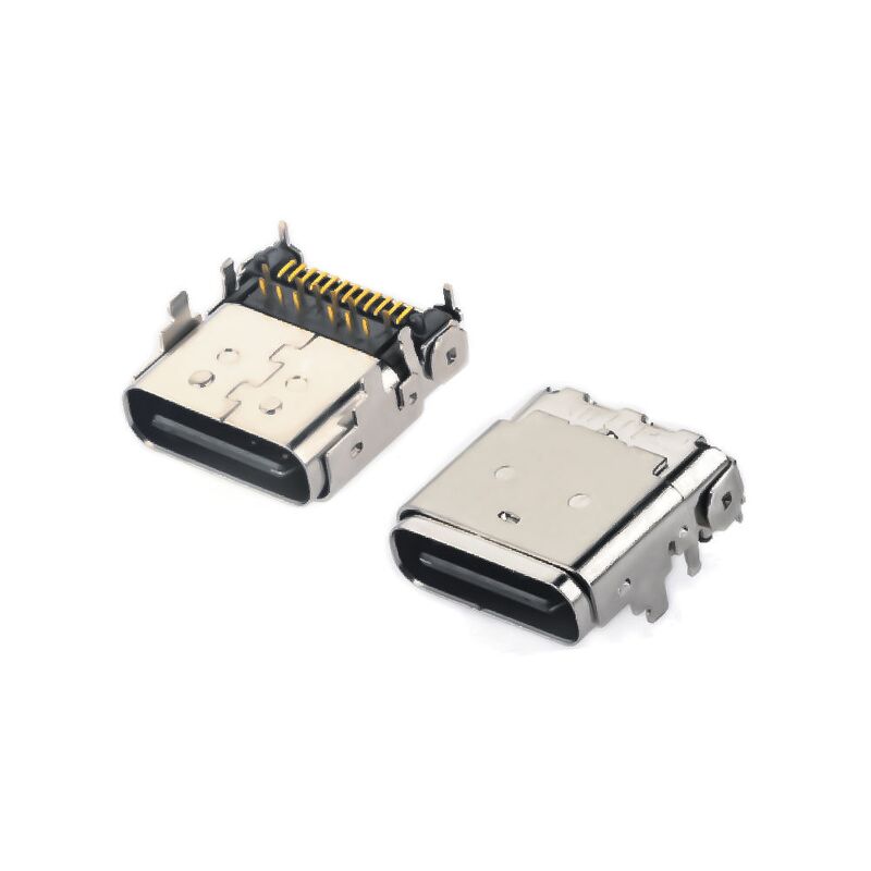Connecteur de récepteur à angle droit hybride féminin 24PIN USB 3.1 de type C pour la recharge téléphonique et le transfert rapide de données