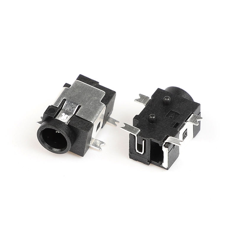 Connecteurs femelles audio/vidéo DC 12V 1A à angle droit, 4 broches SMT SMD, bronze phosphoreux noir de 1,3 mm, boîtier en nylon