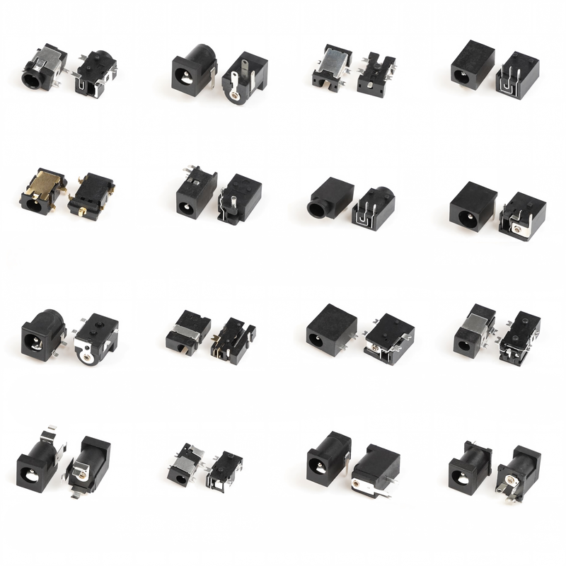Connecteurs femelles audio/vidéo DC 12V 1A à angle droit, 4 broches SMT SMD, bronze phosphoreux noir de 1,3 mm, boîtier en nylon