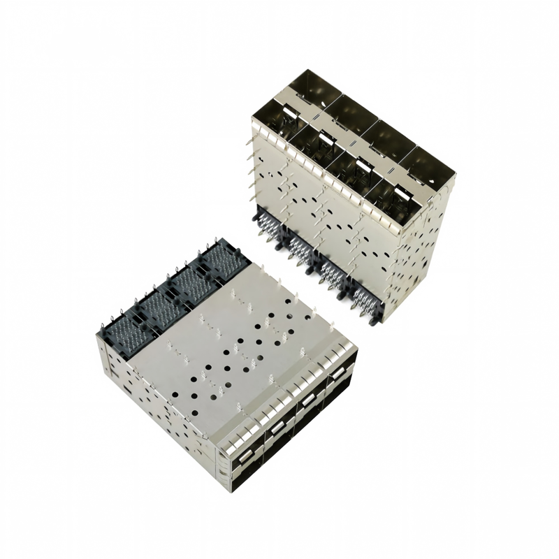 8 ports 160 broches SFP+ Press-Fit Facteur de forme petit Branchable (SFP+) Configuration de la matrice du connecteur 2x4 Ports W/o Modèle de lumière