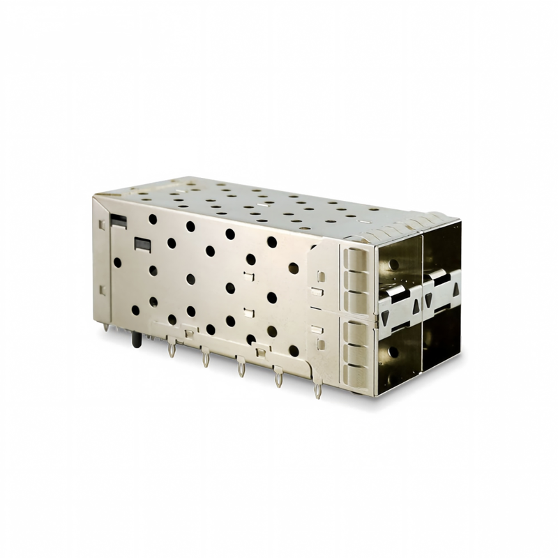 Connecteur SFP+ 2x2 Press-Fit 80 broches Small Form-factor Pluggable Plus Connecteur SFP+ empilé 2 par 1 Multi-Ports avec ports Lightpipe
