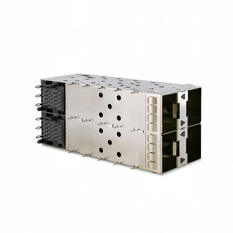 Connecteur SFP+ 2x2 Press-Fit 80 broches Small Form-factor Pluggable Plus Connecteur SFP+ empilé 2 par 1 Multi-Ports avec ports Lightpipe