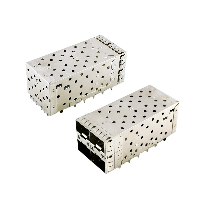 Connecteur SFP+ 2x2 Press-Fit 80 broches Small Form-factor Pluggable Plus Connecteur SFP+ empilé 2 par 1 Multi-Ports avec ports Lightpipe