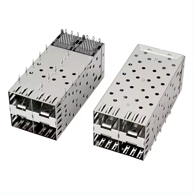 QSFP SFP Cage 2X2 Port Cage avec tuyau lumineux XFP CFP Sfp Connecteur Couverture de poussière Module de fibres optiques