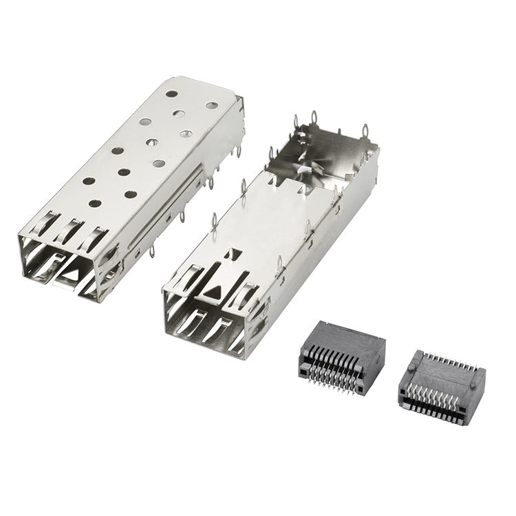 QSFP SFP Cage 2X2 Port Cage avec tuyau lumineux XFP CFP Sfp Connecteur Couverture de poussière Module de fibres optiques