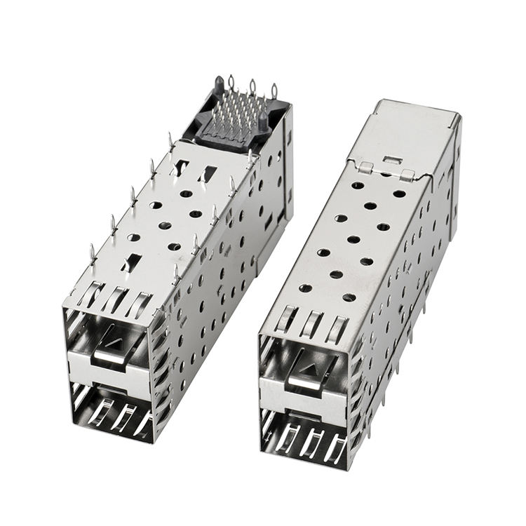 QSFP SFP Cage 2X2 Port Cage avec tuyau lumineux XFP CFP Sfp Connecteur Couverture de poussière Module de fibres optiques