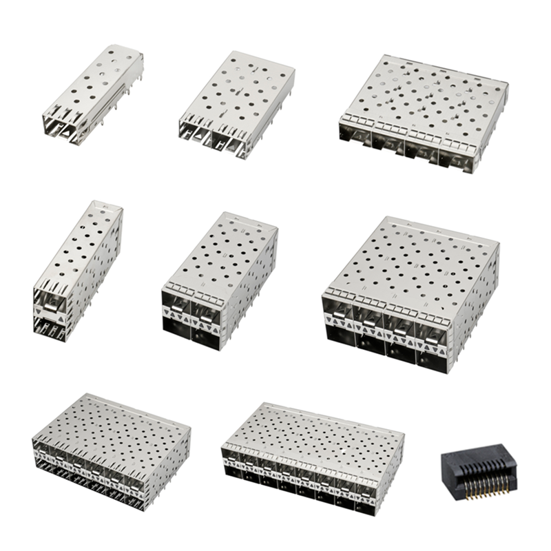 QSFP SFP Cage 2X2 Port Cage avec tuyau lumineux XFP CFP Sfp Connecteur Couverture de poussière Module de fibres optiques