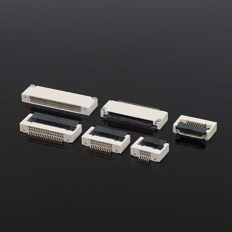 Connecteur FFC/FPCH à verrouillage papillon au pas de 0,5 mm, connexion inférieure horizontale avec clapet rabattable de hauteur 2,55H pour électronique flexible plate