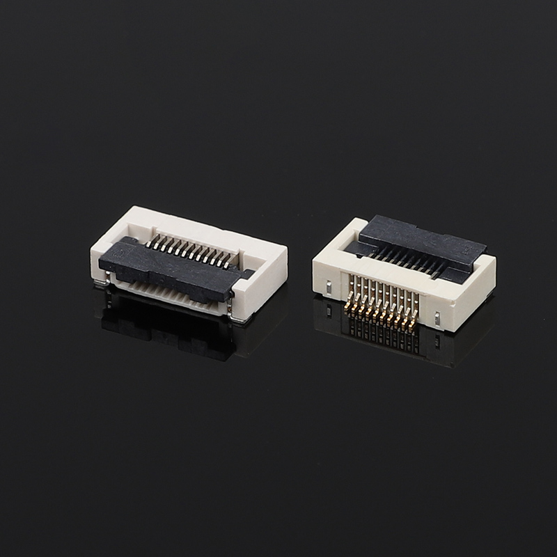 Connecteur FFC/FPCH à verrouillage papillon au pas de 0,5 mm, connexion inférieure horizontale avec clapet rabattable de hauteur 2,55H pour électronique flexible plate
