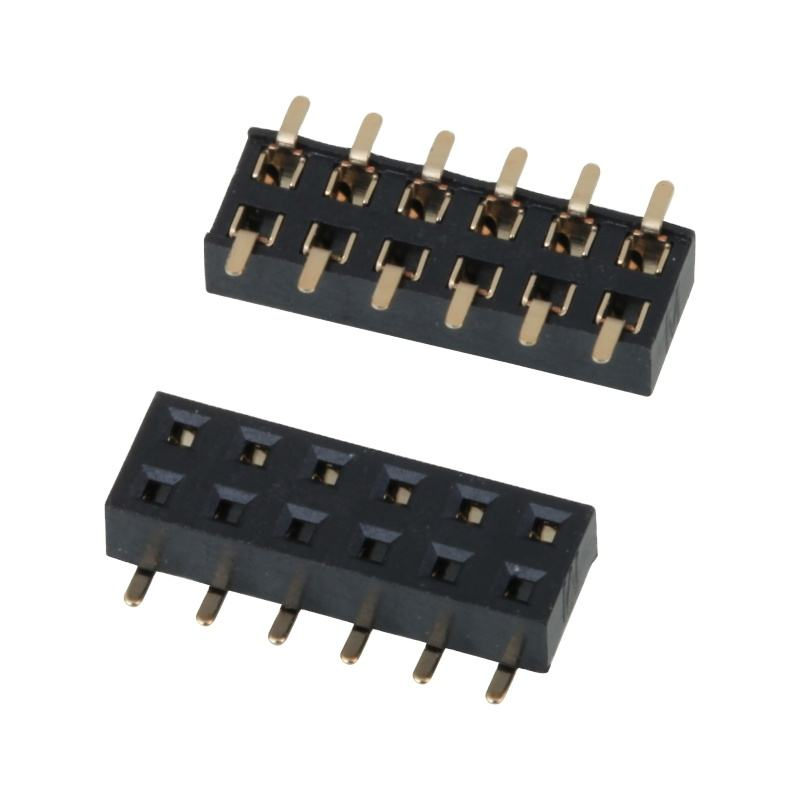 SMD 2.0mm Connecteur Tête féminine Double rangée Entrée inférieure épingle dorée Tête féminine