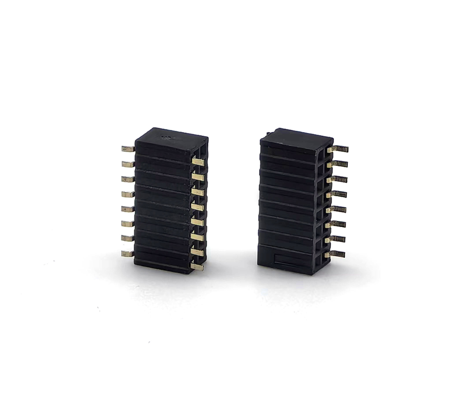 1.27mm Pitch Female Header Connector Dual Row Side Entry SMT PCB Adapter Brass Contact Nylon Housing H3.45mm 2*8P