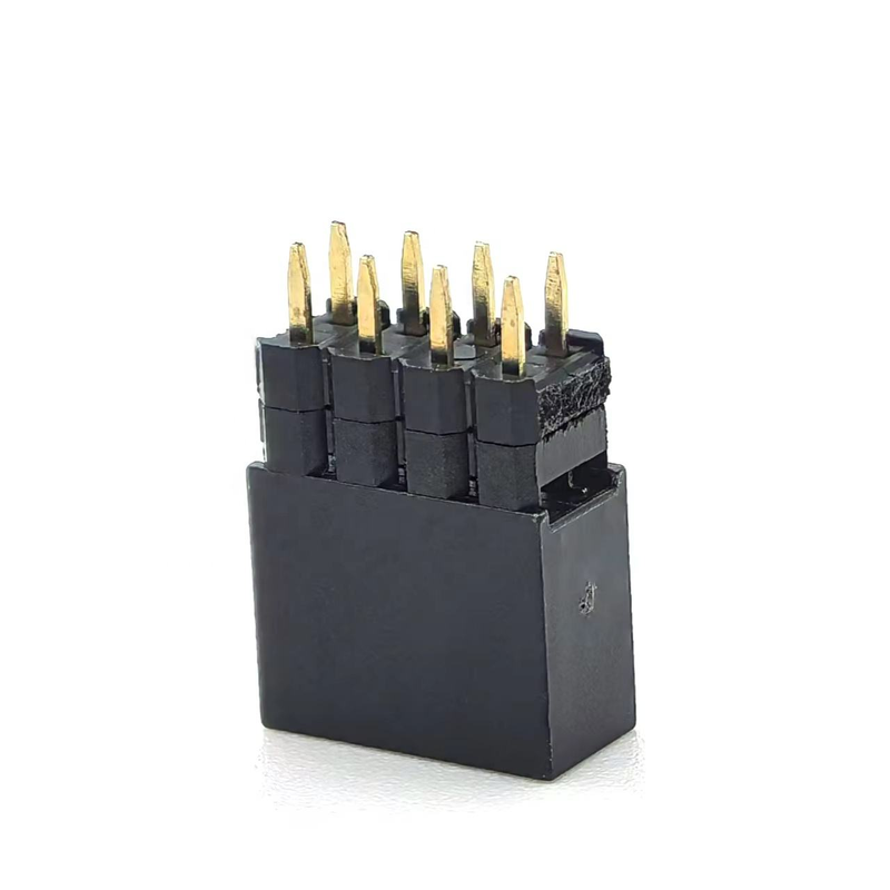 2.54mm Pitch DIN Brass Female Header Connector Dual Row Stack 2mm H2.0 PCB Nylon 600V 3A H12.5mm 2*4P