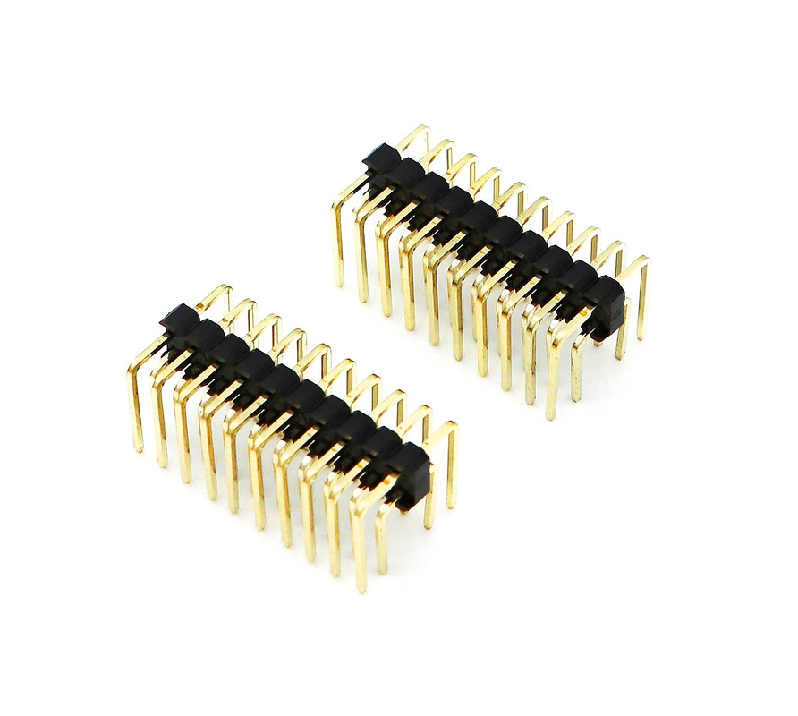 2.54mm Pitch Male Pin Header Double rangée PCB à angle droit Nylon SQ0.64mm H2.5mm 2*1P-2*40P