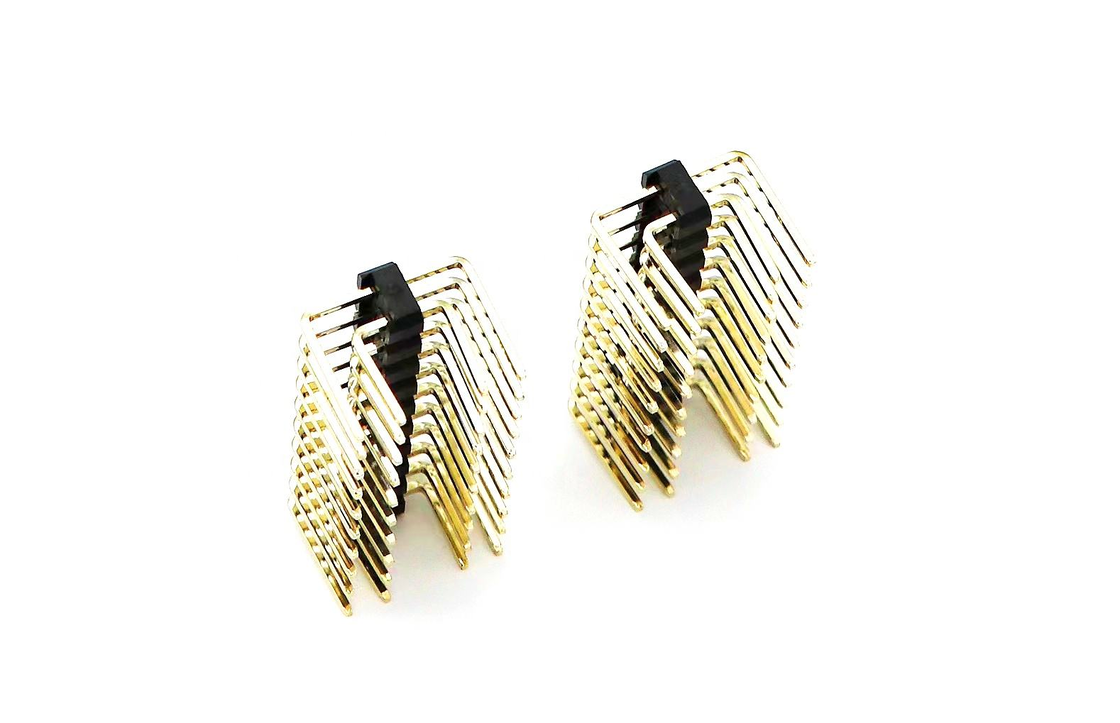 2.54mm Pitch Male Pin Header Double rangée PCB à angle droit Nylon SQ0.64mm H2.5mm 2*1P-2*40P