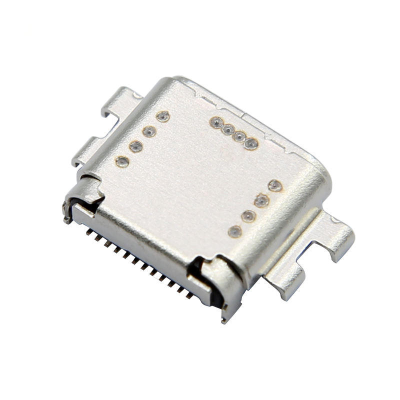 USB 3.1 Type C 24-Pin Female Connector with Gold Plating, 5A Current Rating, and Socket for High-Speed Charging Connectivity