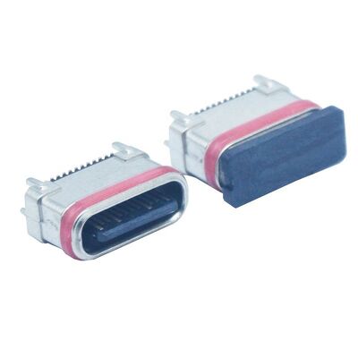 SMD étanche à l'eau en poudre de zinc en métallurgie verticale 24 broches Connecteur féminin de type c Port de charge USB